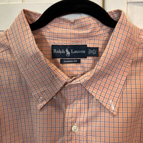 Ralph Lauren Mens 20 / 38 / 39 Tall Classic Fit Checked Button Down Shirt FLAW - Picture 2 of 11